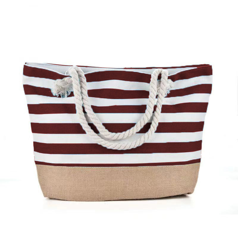Striped Beach Bag Casual Large Capacity Women Shoulder Bags - VEX CLUB HOUSE