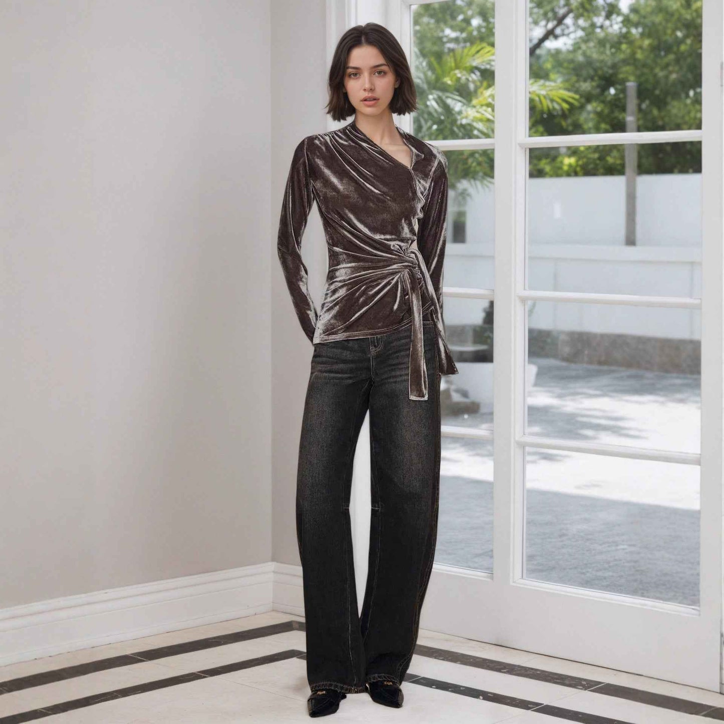 Half-open-collar Long-sleeve Base Shirt A Slim - VEX CLUB HOUSE