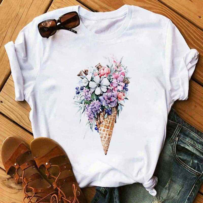 Ice Cream Flower Print Men And Women Couple Short Sleeve - VEX CLUB HOUSE
