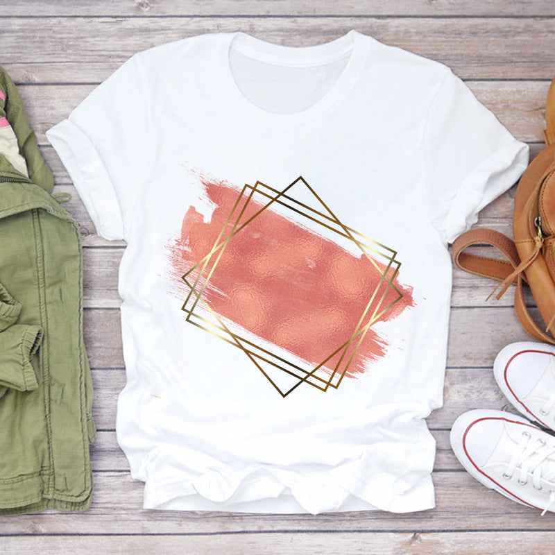 Watercolor Love Fashion Print Short-sleeved T-shirt Women's Trend - VEX CLUB HOUSE