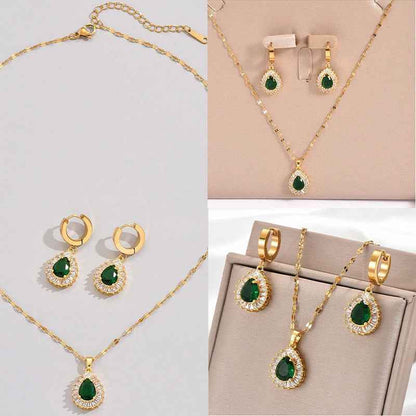 Retro Hong Kong Style Jade White Suit Necklace Earrings All-match Jewelry - VEX CLUB HOUSE