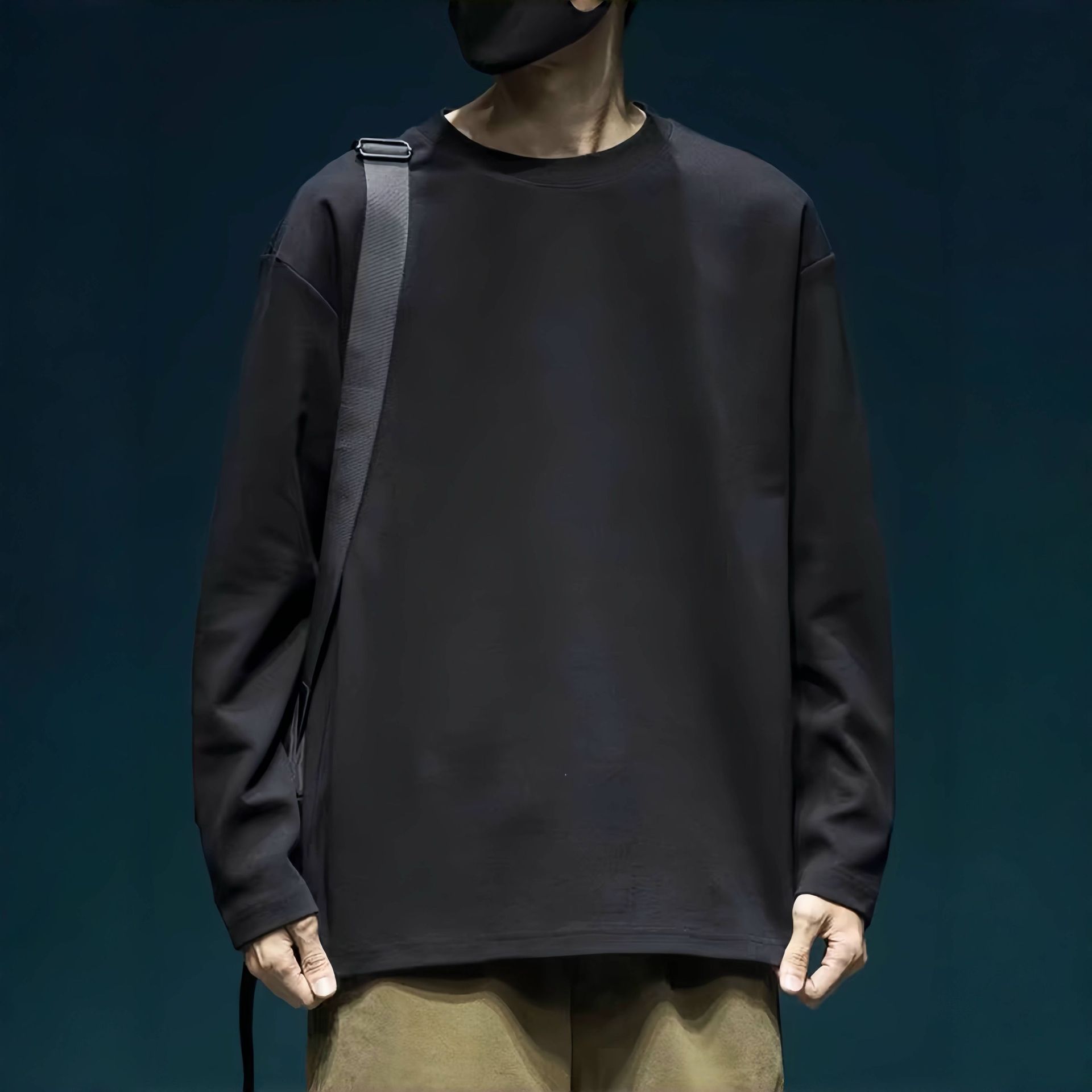 Men's Round Neck Thickened Inner Bottoming Shirt Solid Color Loose-fitting Versatile Top - VEX CLUB HOUSE