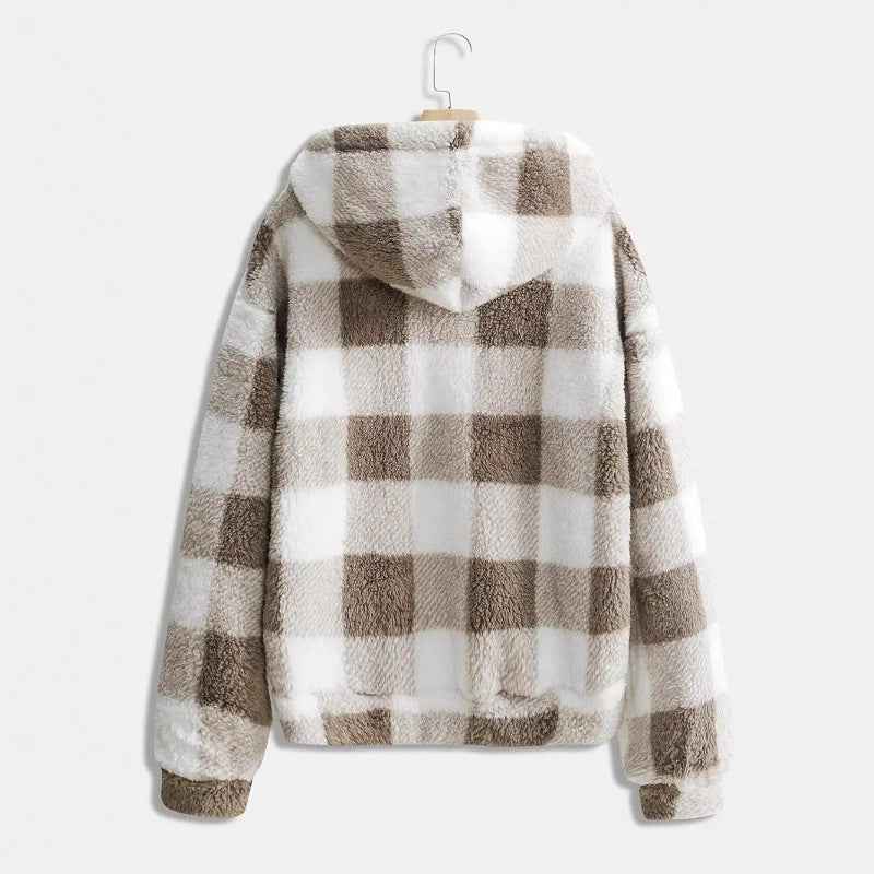 Fashionable Casual Zip-up Plush Hoodie With Long Sleeves - VEX CLUB HOUSE