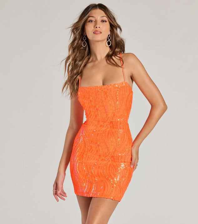 Fashionable And Sexy Sequin-strapped Orange Bodycon Mini Skirt For Women - VEX CLUB HOUSE