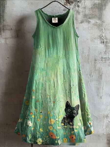 Womens Sleeveless V-Neck 3D Printed Dress - VEX CLUB HOUSE