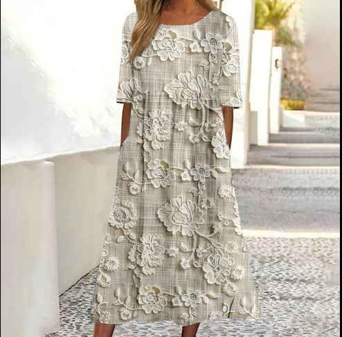 Simple Round Neck Stylish And Elegant Womens Dress - VEX CLUB HOUSE