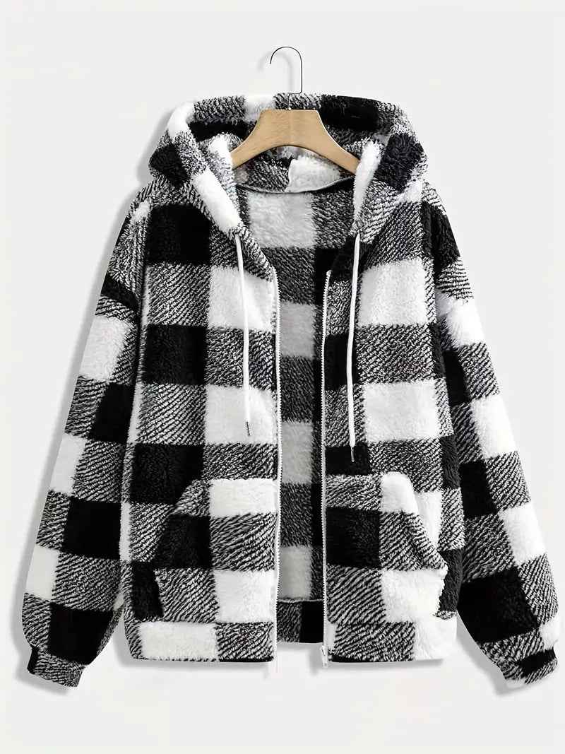 Fashionable Casual Zip-up Plush Hoodie With Long Sleeves - VEX CLUB HOUSE