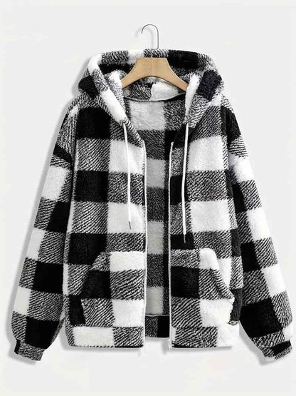 Fashionable Casual Zip-up Plush Hoodie With Long Sleeves - VEX CLUB HOUSE
