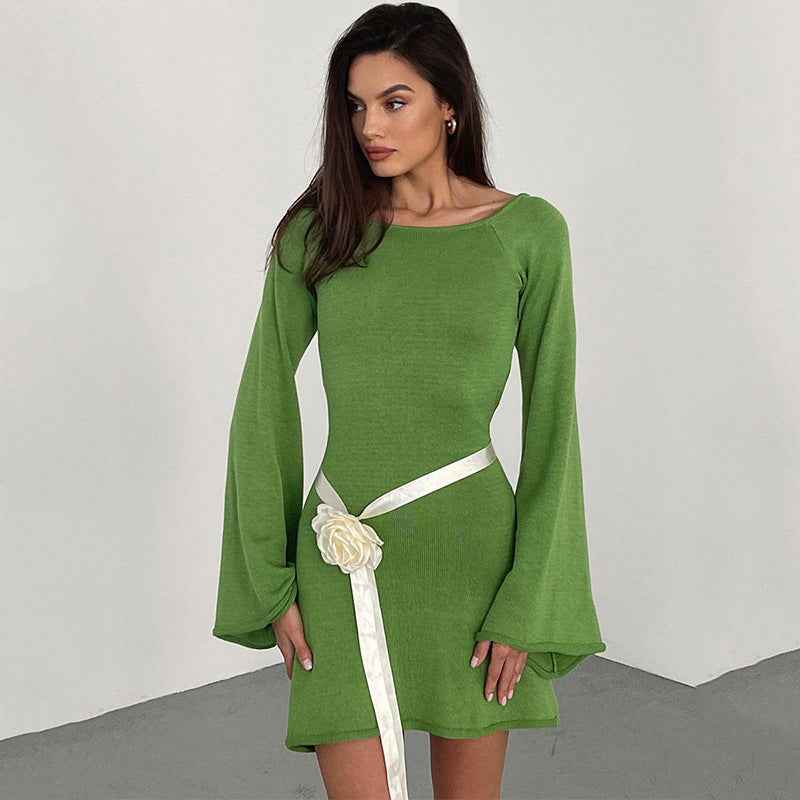 Womens Sexy Loose-fittingBackless Long-sleeve Dress - VEX CLUB HOUSE