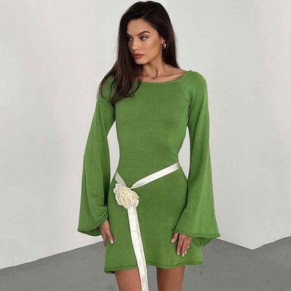 Womens Sexy Loose-fittingBackless Long-sleeve Dress - VEX CLUB HOUSE