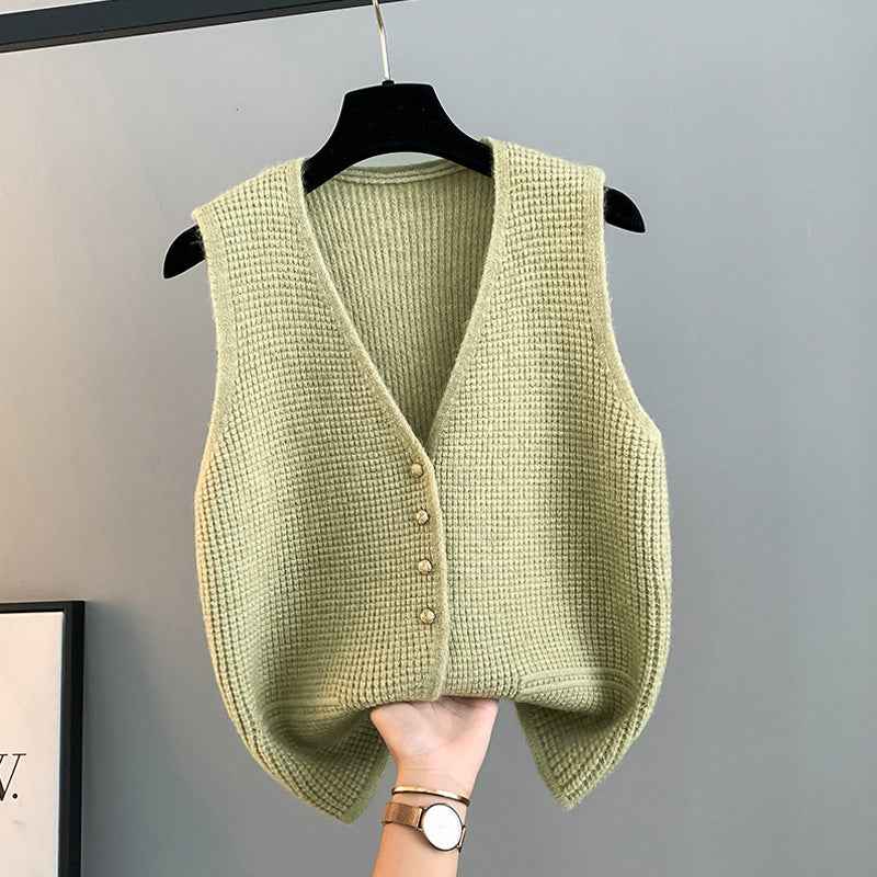 High Sense Classic Style Women's Clothing V-neck Knitted Cardigan Vest Vest Sweater - VEX CLUB HOUSE