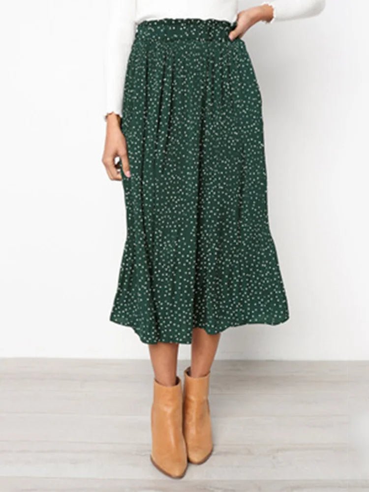 Dotted Elegance Midi Skirt