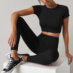 Women Yoga Top Seamless Sports T Shirt V E X C L U B H O U S E