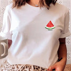 Watermelon Printed T-shirt Women's Top Pattern Shirt Cute Watermelon Casual Loose T SHIRT V E X C L U B H O U S E