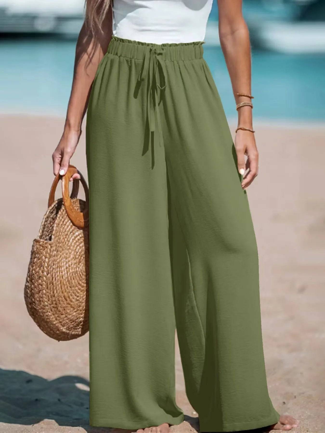 2025 New Oversized Drawstring Wide Leg Pant