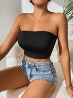 women spring summer strapless TOP