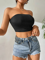 women spring summer strapless TOP