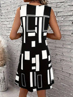 Geometric Pattern Sleeveless Dress For Women