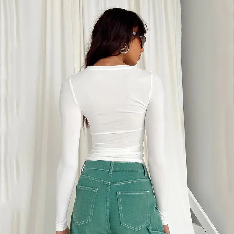 Women Casual Long Sleeve T-Shirt V E X C L U B H O U S E