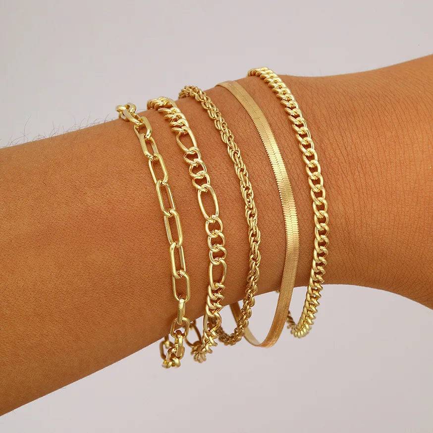 6Pcs Gold Color Bracelet Set