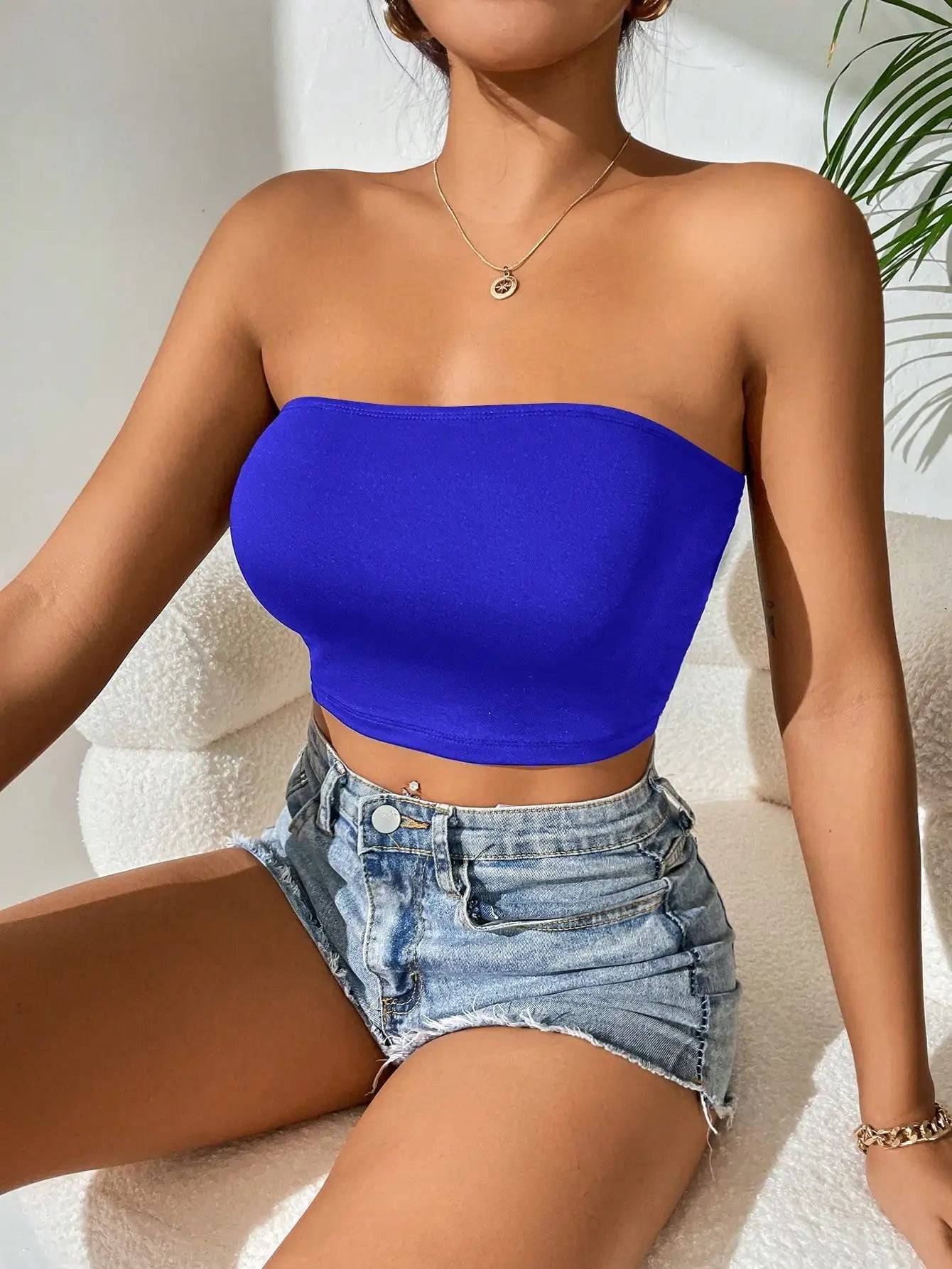 women spring summer strapless TOP