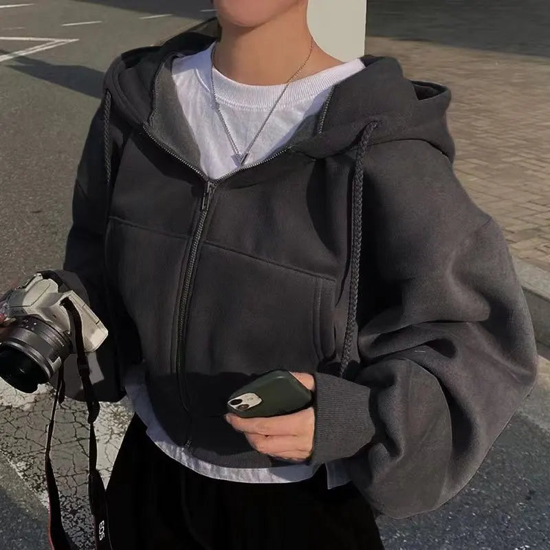 New Insfleece-lined Versatile Cropped Hoodie V E X C L U B H O U S E