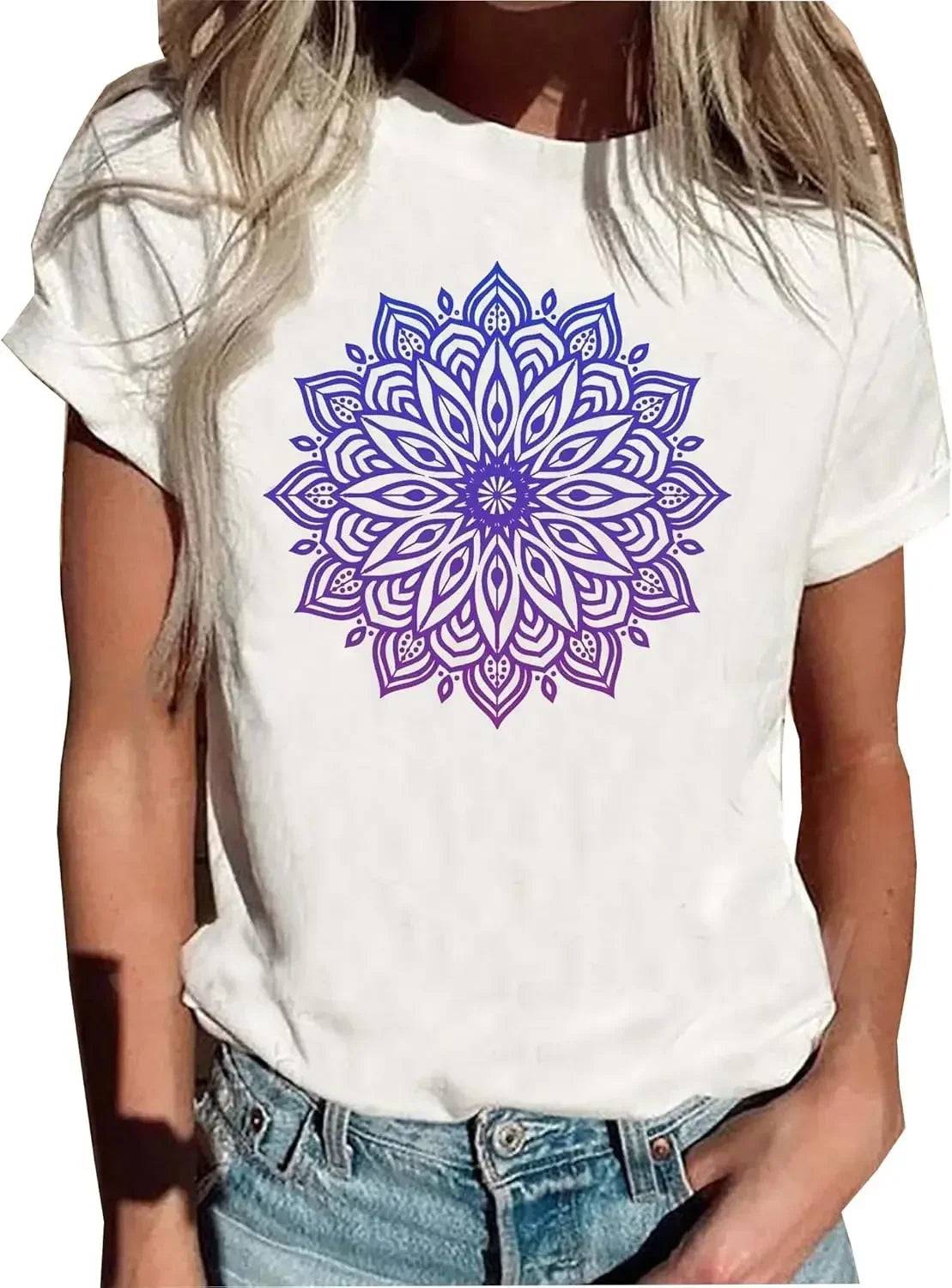 Flower O-neck T-shirt