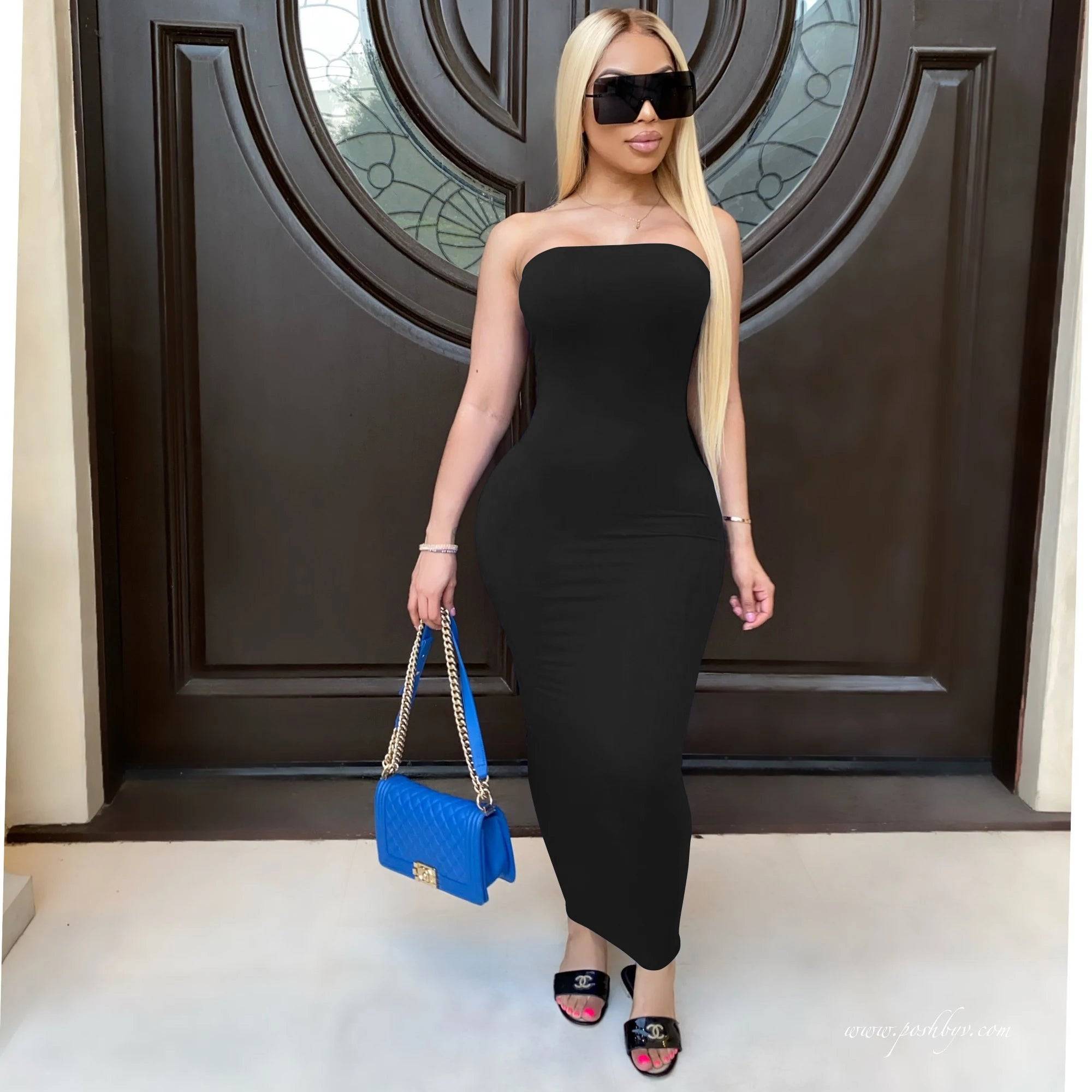 sexy sleeveless chest wrapped Dress