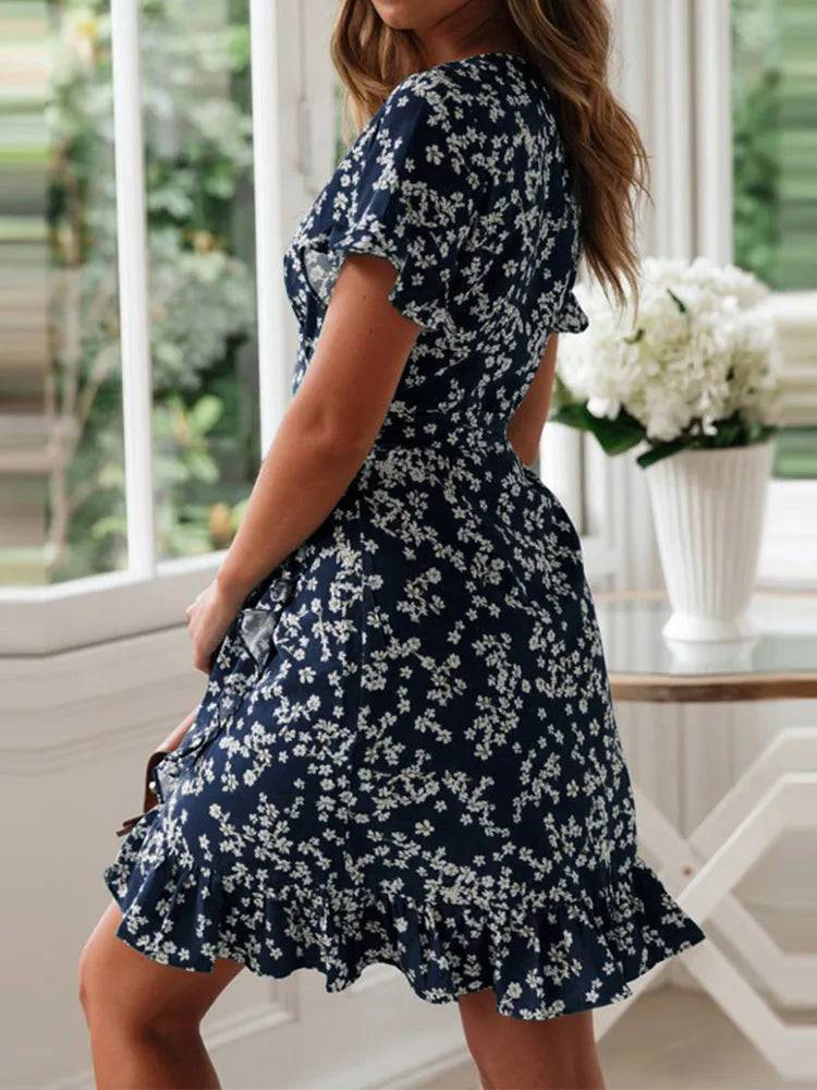 Floral Print Ruffles Women Dress