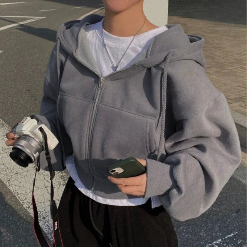 New Insfleece-lined Versatile Cropped Hoodie V E X C L U B H O U S E