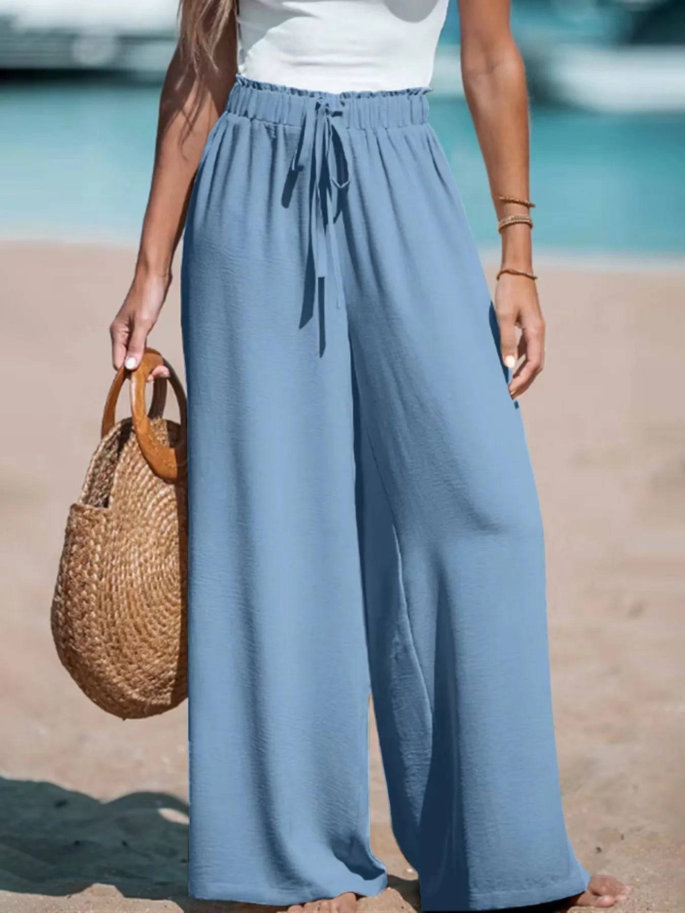 2025 New Oversized Drawstring Wide Leg Pant