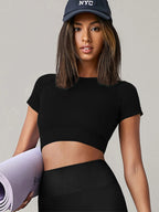 Women Yoga Top Seamless Sports T Shirt V E X C L U B H O U S E