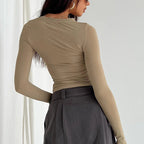 Women Casual Long Sleeve T-Shirt V E X C L U B H O U S E