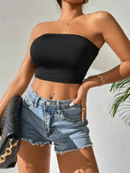 women spring summer strapless TOP