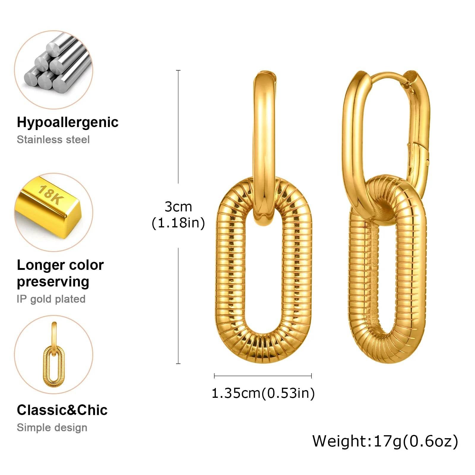 Vnox Oval  Earrings For Women