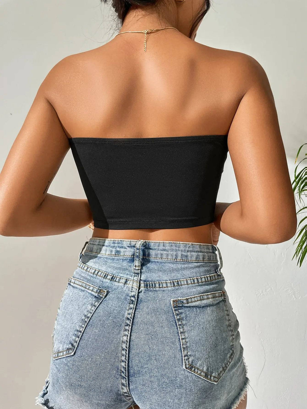 women spring summer strapless TOP