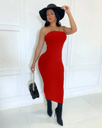 sexy sleeveless chest wrapped Dress