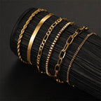 6Pcs Gold Color Bracelet Set