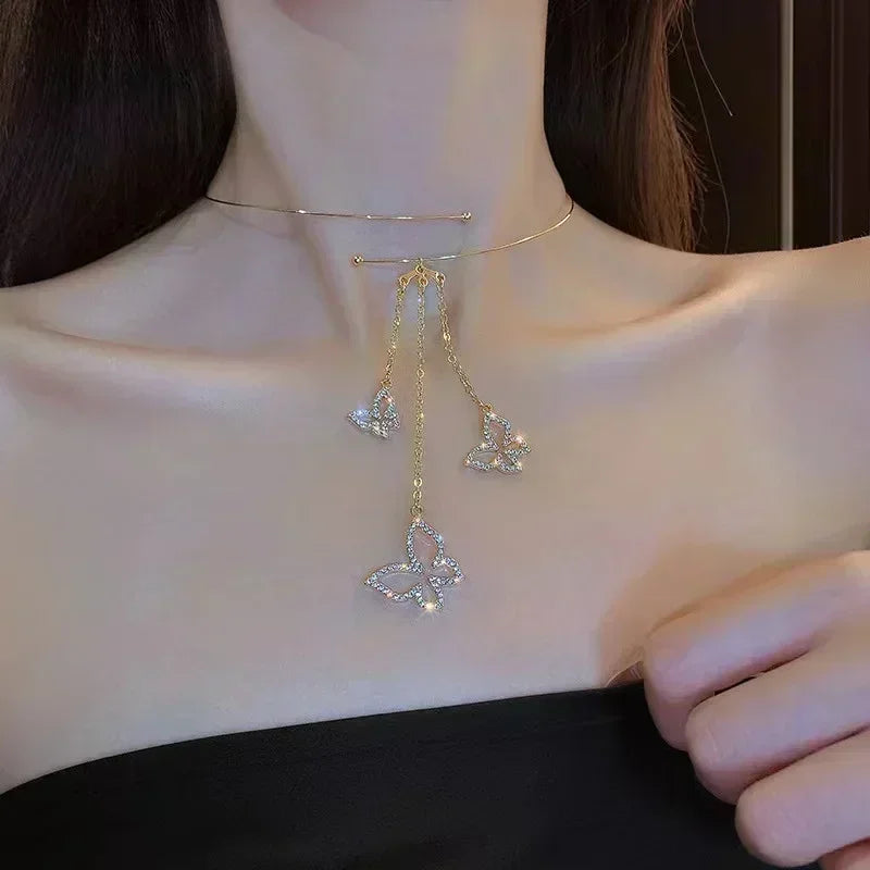 Pearl Tassel Flat Snake Bone Necklace