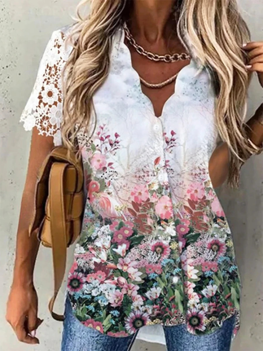 Women Shirt Floral V E X C L U B H O U S E