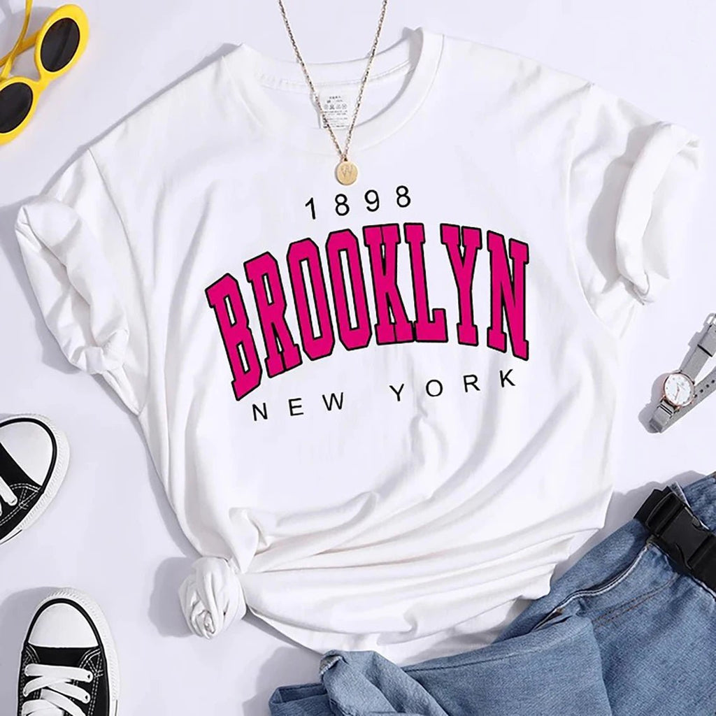 2024 New Summer Women T Shirt 1898 Brooklyn New York V E X C L U B H O U S E
