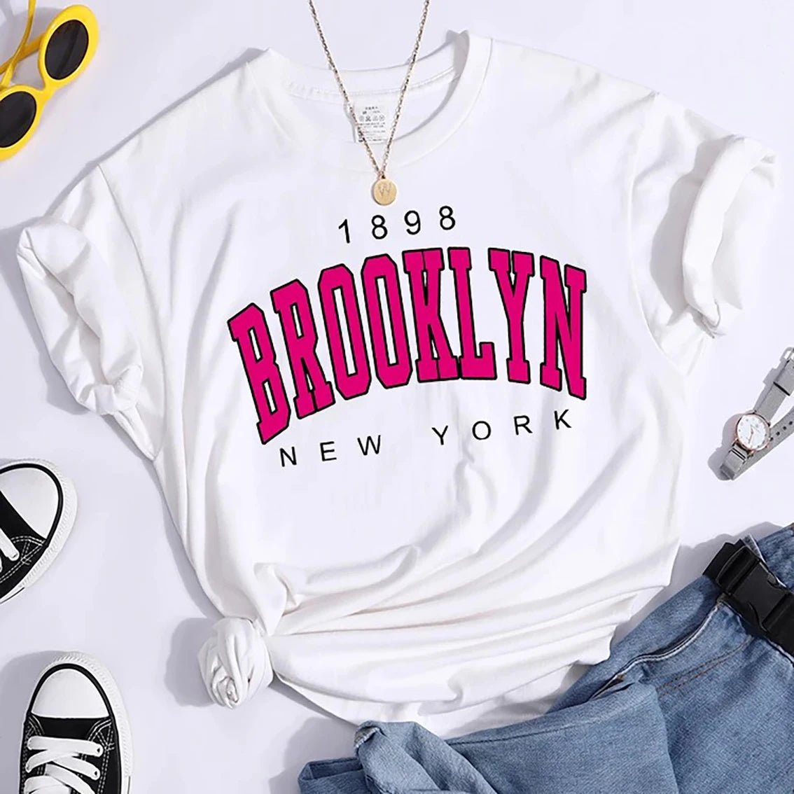 2024 New Summer Women T Shirt 1898 Brooklyn New York V E X C L U B H O U S E