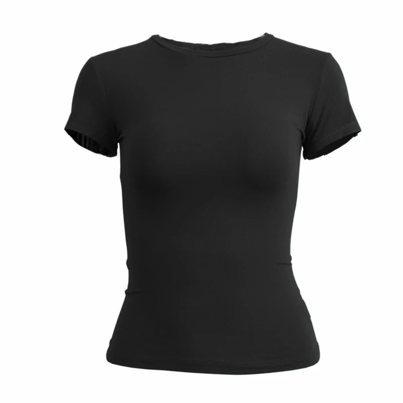 Woman Short Sleeve T-shirt Slim Fit Tops Female O-Neck V E X C L U B H O U S E