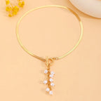 Pearl Tassel Flat Snake Bone Necklace