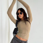 Women Casual Long Sleeve T-Shirt V E X C L U B H O U S E