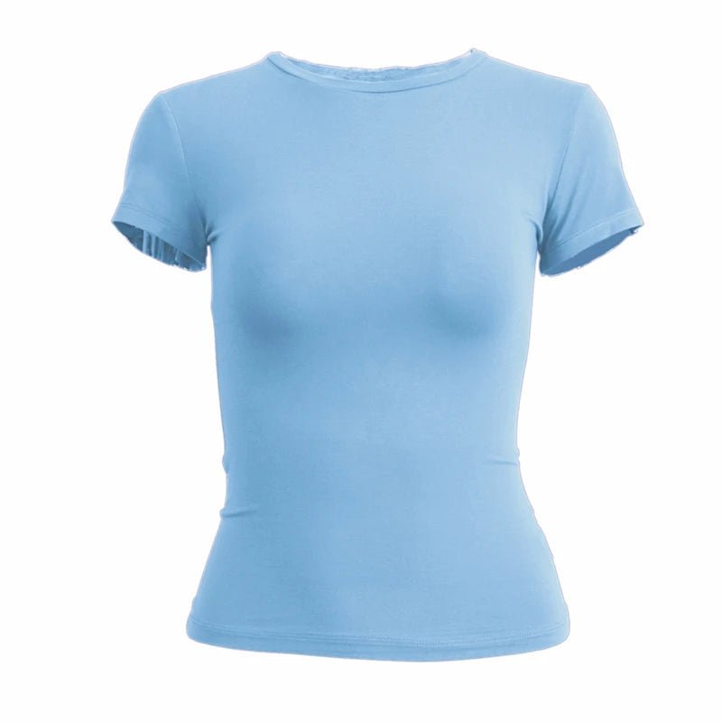 Woman Short Sleeve T-shirt Slim Fit Tops Female O-Neck V E X C L U B H O U S E
