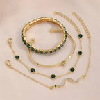 4Pcs/Set Snake Green Gemstone  Bracelet