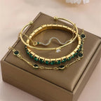 4Pcs/Set Snake Green Gemstone  Bracelet