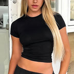 Woman Short Sleeve T-shirt Slim Fit Tops Female O-Neck V E X C L U B H O U S E