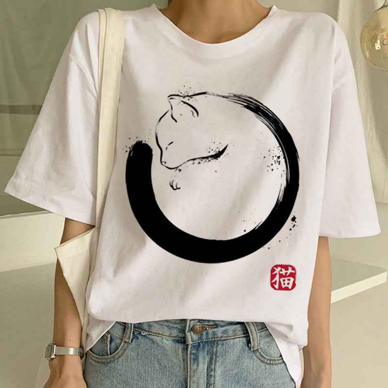 Cat Pocket Print Men And Women Couple Short Sleeve - VEX CLUB HOUSE
